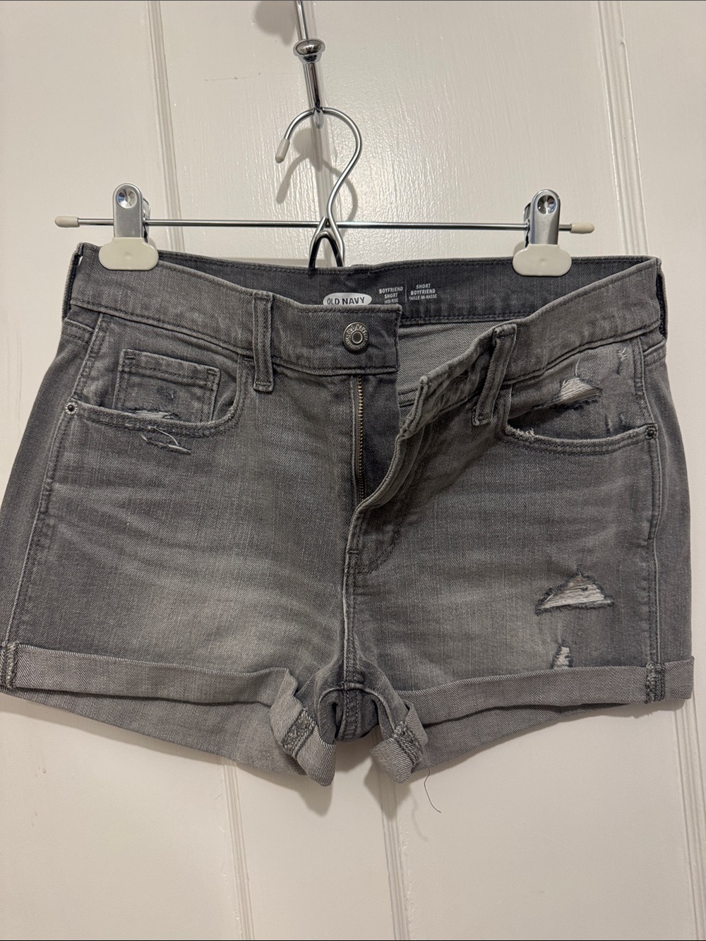 Midrise boyfriend gray jean shorts